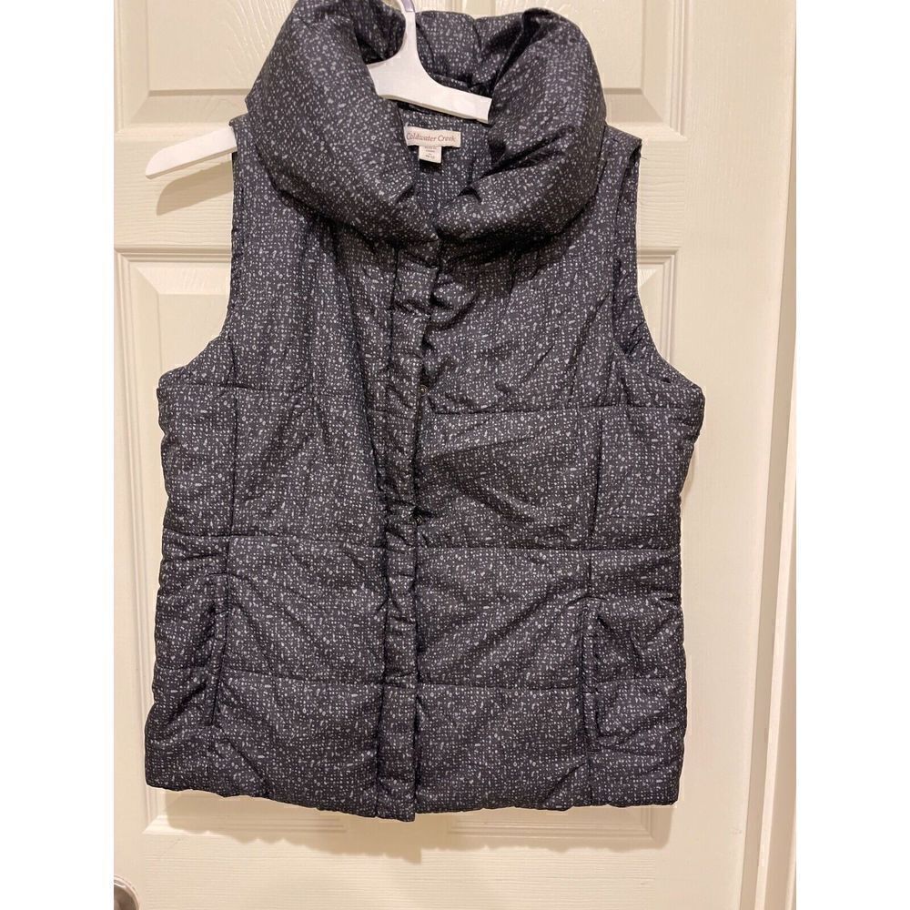 Coldwater Creek Puffer Vest Women's Size M Black Polyester Sleeveless Full Zip
